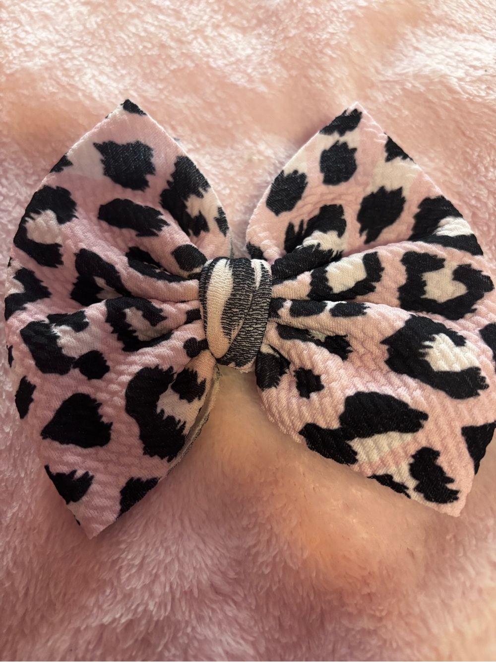 Leopard Print Bow Hair Clip for Kids - Pink & Black